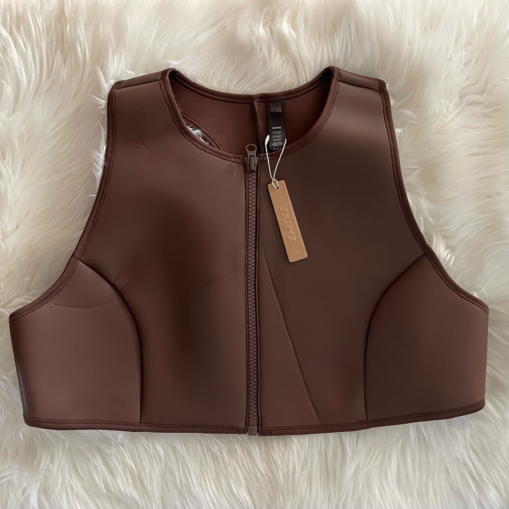 Skims Rubberized Scuba Swim High Neck Bikini Top Tank COCOA 4X BT-HNK-3160 Beach